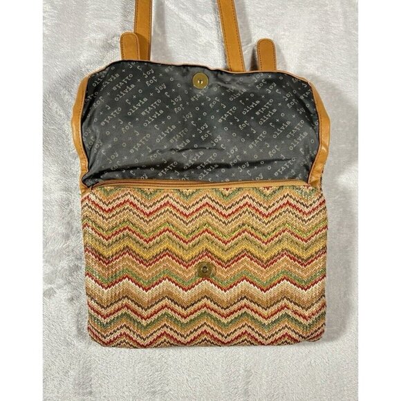 Olivia + Joy Women's Purse Chevron Multicolor Casual Classic Retro Clutch - Picture 7 of 9